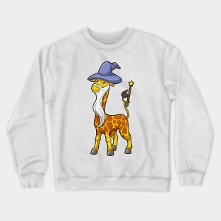 Giraffe as Wizard with Magic wand & Hat Crewneck Sweatshirt